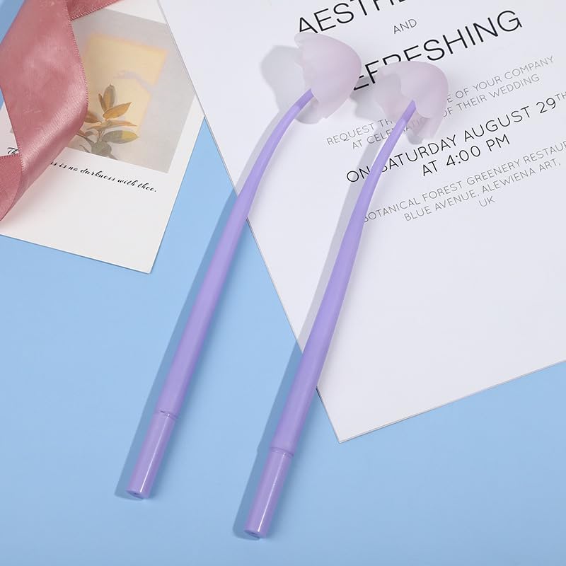 Funny live 6 Pcs/Set Mushroom Rollerball Pens, Bendable Gel Rollerball Pens Free to Bend, Soft Leaves Touch Comfortably, 0.5mm Black Ink, Office Home Bedroom Decoration - Image 4